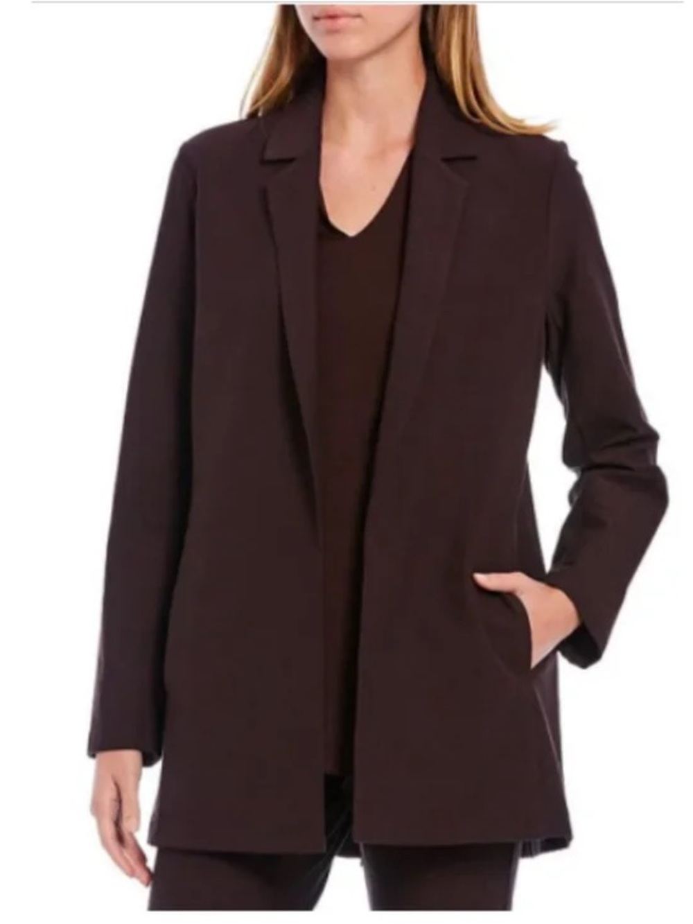 Eileen Fisher Merino Wool Brown Button-Front Coat Jacket Size S